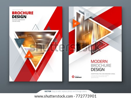 Brochure template layout design. Corporate business annual report, catalog, magazine, flyer mockup. Creative modern bright concept with triangle shapes