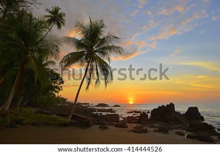 A sunset at the entrance of Corcovado National Park, Costa Rica.