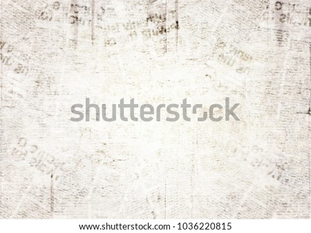 Vintage grunge newspaper paper texture background. Blurred old newspaper background. A blur unreadable aged newspaper page with place for text. Gray brown beige collage news pages background.