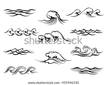 Ocean or sea waves isolated on white background vector