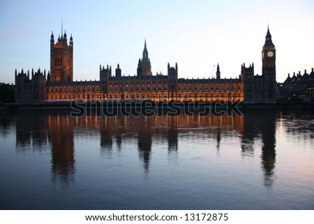 British Parliament Big Ben Reflection