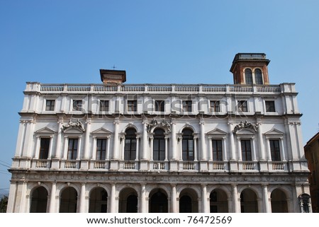 Public Library Palace, old square, Bergamo, Lombardy, Italy