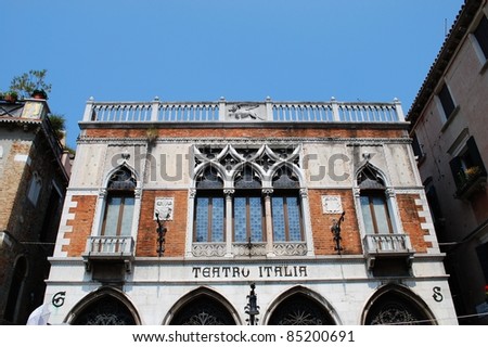 Italia theater facade in Venice, Italy