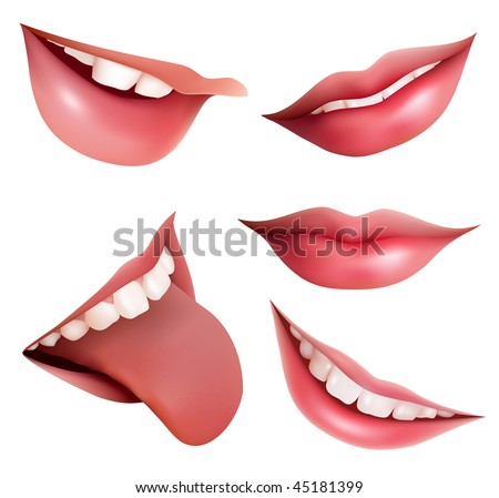 stock vector Vector illustration of open mouth tooth and tongue