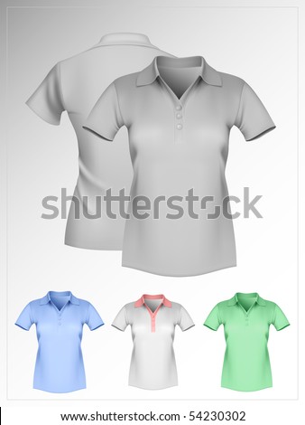 shirt outline front and back. Women#39;s polo shirt template.