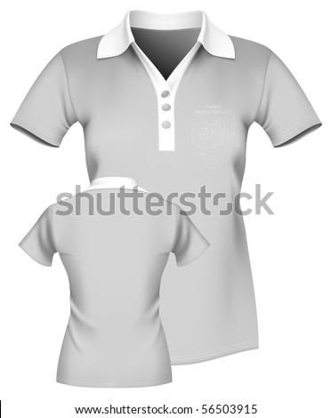 shirt outline front and back. Women#39;s polo shirt template.