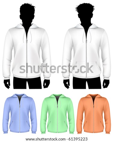 sweatshirt vector template. Hooded sweatshirt with zipper