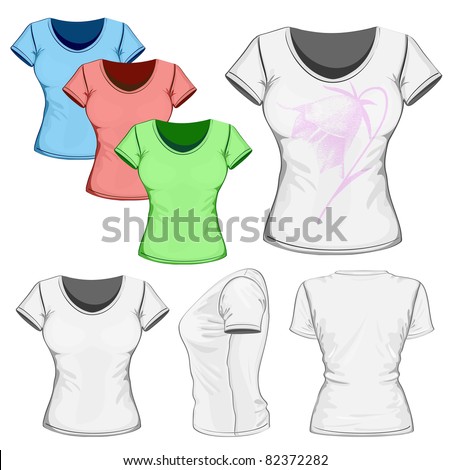 Logo Designshirt on Stock Vector   Vector  Women S T Shirt Design Template  Front  Back