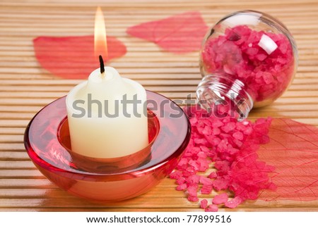 Aroma candle and bath salt for aromatherapy SPA set