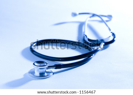Overexposed Dual Head Stethoscope backlit with strong light.