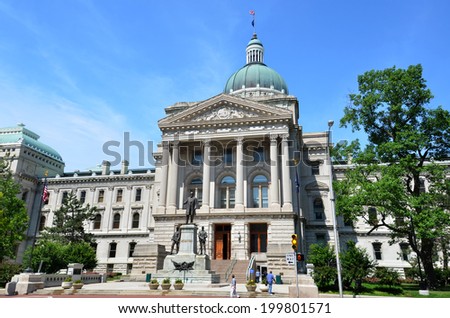 INDIANAPOLIS - JUNE 16:  The Indiana Statehouse, shown here on June 16, 2014, houses all three branches of the state government.