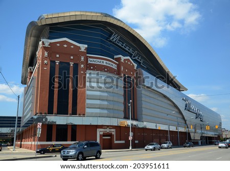 DETROIT, MI - JULY 6: The MotorCity casino, shown here Detroit, MI on July 6, 2014, includes the former Wagner Baking Company bread bakery building.