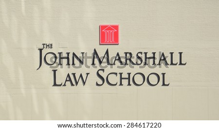 CHICAGO, IL- MARCH 7:  John Marshall Law School, whose logo is shown on March 7, 2015, recently received a grant to expand its Chicago Public Schools mentoring program.