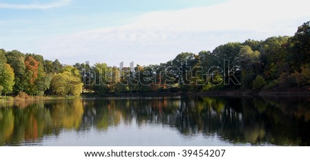 fall tree reflections on lake