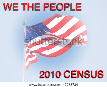 Census 2010 - We the people, with US flag