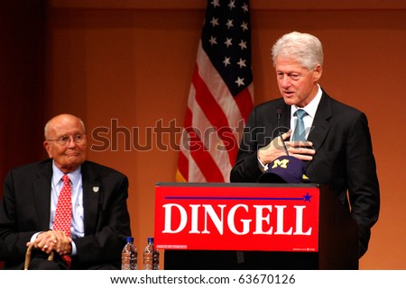 ANN ARBOR, MI - OCTOBER 24: Former President Bill Clinton speaks at a \