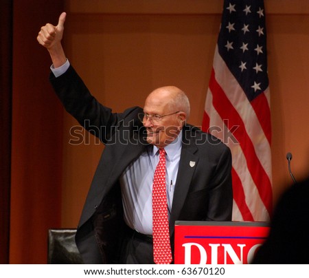 ANN ARBOR, MI - OCTOBER 24: Congressman John Dingell of Michigan gives a thumbs up sign at a \
