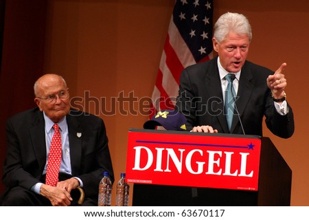 ANN ARBOR, MI - OCTOBER 24: Former President Bill Clinton speaks in support of Congressman John Dingell of Michigan at a 