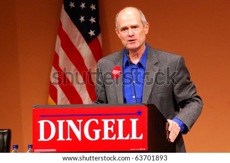 ANN ARBOR, MI - OCTOBER 24: Ann Arbor mayor John Hieftje speaks in support of Congressman John Dingell of Michigan at a \