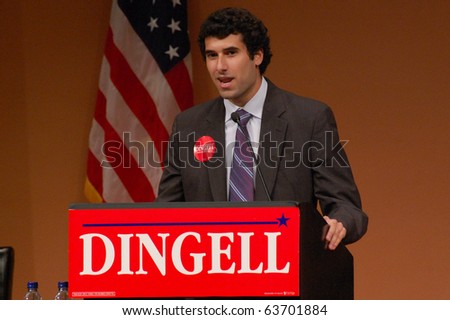 ANN ARBOR, MI - OCTOBER 24: Brendan Campbell, president of the College Democrats at the University of Michigan speaks at a \
