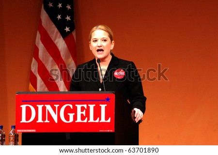 ANN ARBOR, MI - OCTOBER 24:  State Representative Rebekah Warren speaks in support of Congressman John Dingell of Michigan at a \