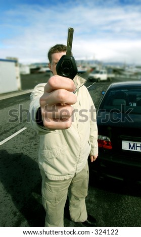 New car owner holding car key
