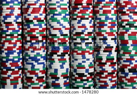Multi colored chips stacked up