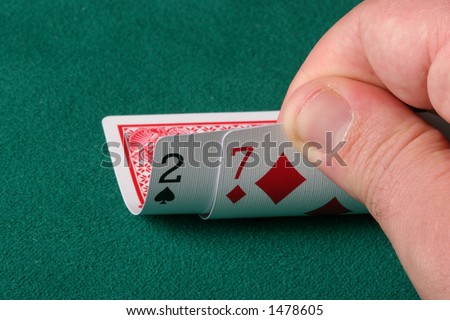 2 and 7 off suit - worst possible starting hand in texas holdem poker