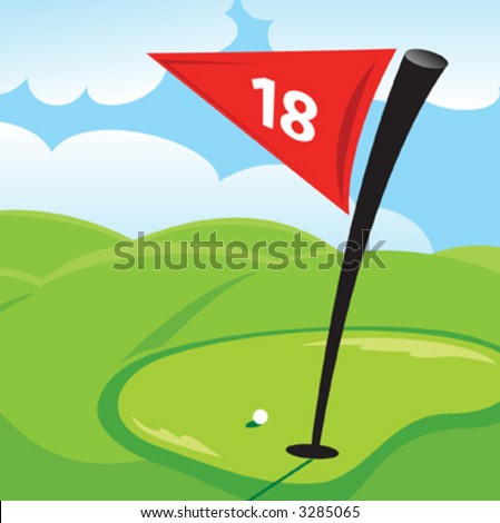 Clip Art Golf Course. 18th hole on a golf course