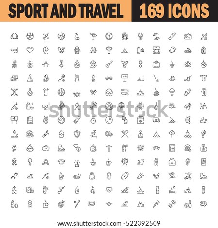 Sport and recreation flat icon set. Collection of high quality outline symbols of sport, recreation for web design, mobile app. Vector thin line vector icons or logo of tourism, fitness and travel.