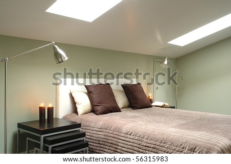 bright bedroom in the attic
