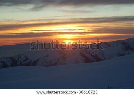 Snowy Mountain Sunset