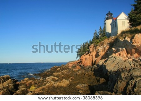 Bass Harbor Light House at low tide on Mount Desert Island in Acadia National Park, Maine