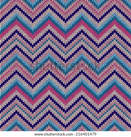 Retro Colorful Style Seamless Knitted Pattern. Beautiful Red Blue Yellow Pink Color Knit Texture