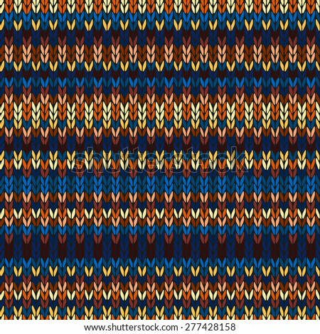 Seamless Ethnic Geometric Knitted Pattern. Style Red Blue Orange Brown Yellow Background