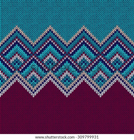 Seamless Pattern. Knit Woolen Trendy Ornament Texture. Fabric Color Tracery B...