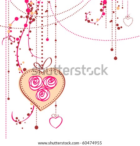 Valentines Day Hearts And Roses. stock vector : Vector background with roses and hearts. Valentine#39;s day card