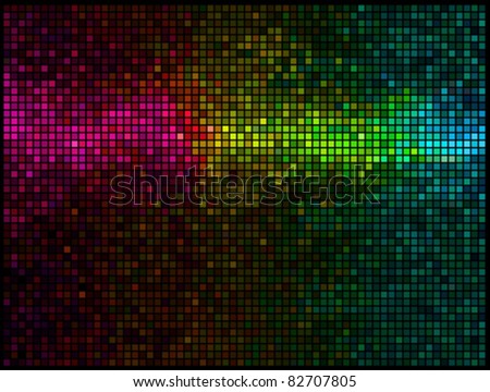 Multicolor Abstract Lights Disco Background. Square Pixel Mosaic Vector 