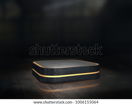 Pedestal for display,Platform for design,Blank product stand with light glow.3D rendering.