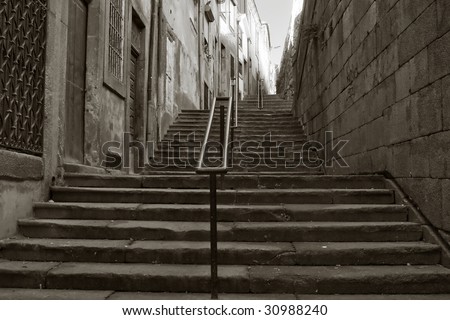 Old stone steps in Porto, Portugal