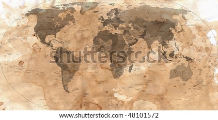 old paper with map of the world