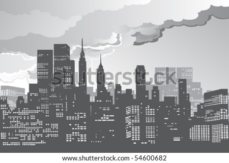 stock vector : new york city skyline silhouette night vector