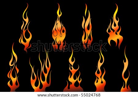 stock photo : set of tattoo flames