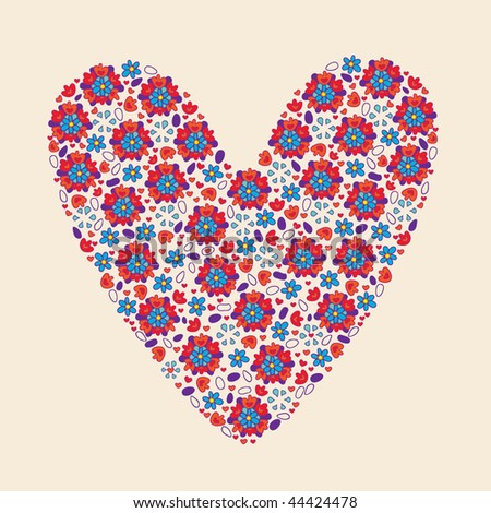 Heart Of Flowers And Hearts Stock Vector Illustration 44424478