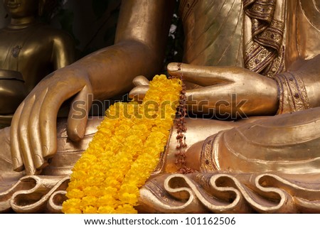 Golden Hands of a buddhist statue