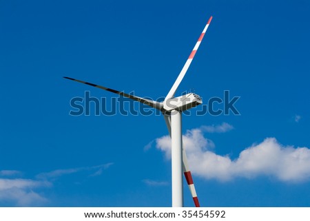 Wind power system with blue sky
