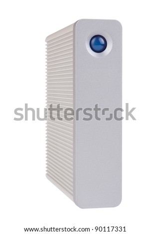 External hard drive isolated in front of white background with clipping path