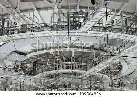 Equipment under the dome of the modern indoor stadium