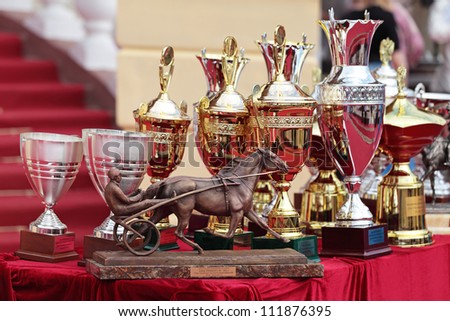 MOSCOW, RUSSIA - JUL 07: The races for the prize of the President of the Russian Federation on Jul 07, 2012 in Moscow. The prize of the Orlovsky Trotter horse breeding
