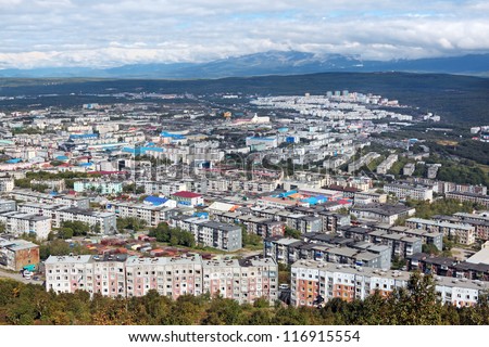 Far east, Russia, the Petropavlovsk-Kamchatsky, city landscape, top view